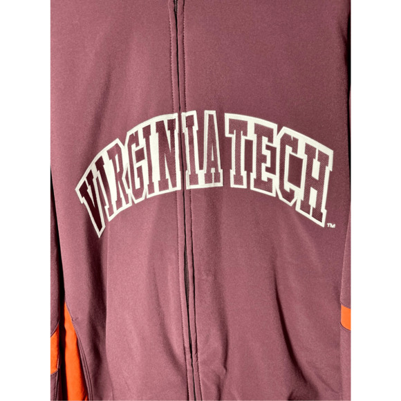 Virginia Tech Hokies Majestic NCAA Full Zip Maroon Sewn On Jacket Sz 2XL - Picture 3 of 11